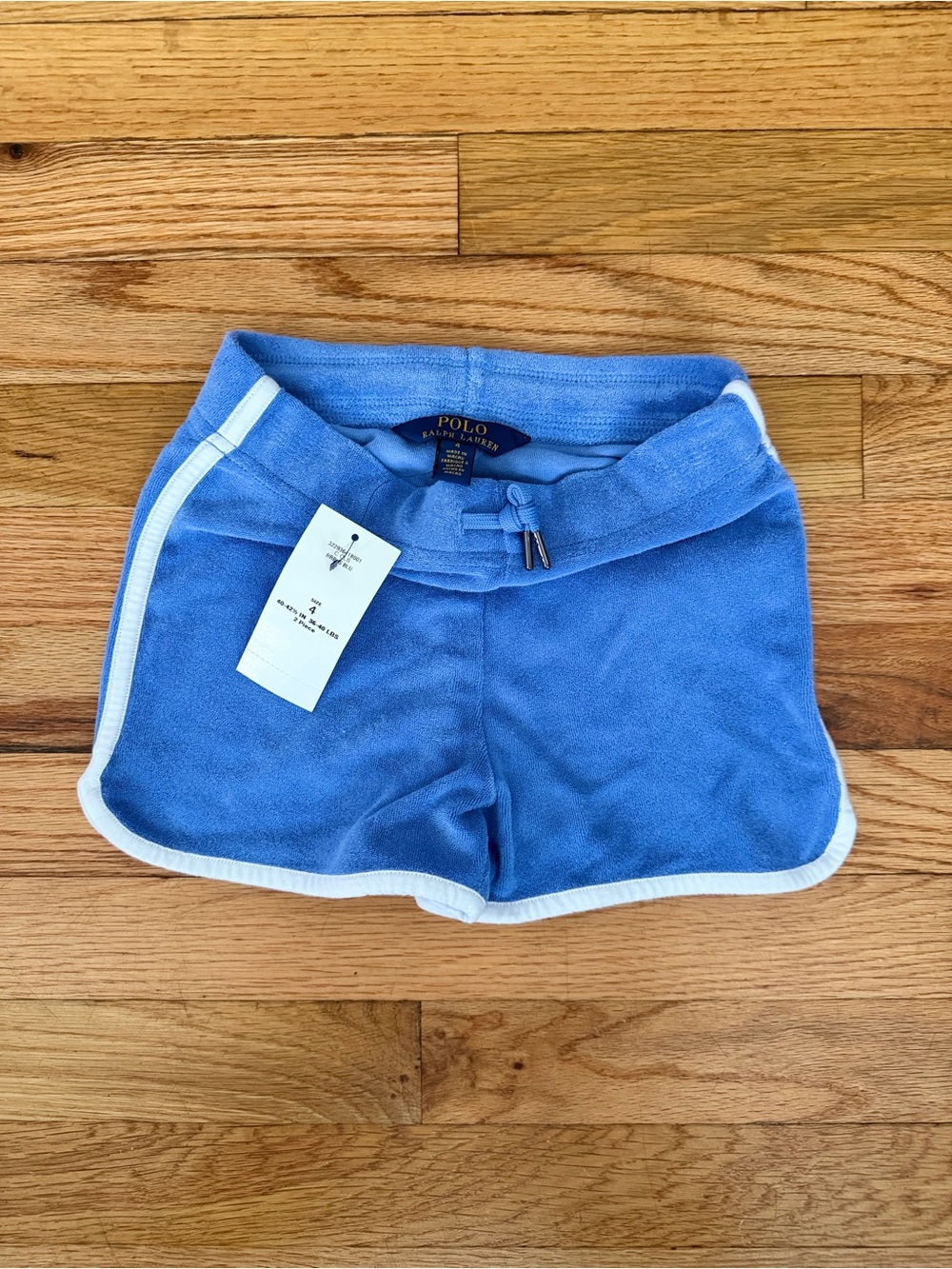 Kids Polo by Ralph Lauren Blue Terry Cloth Athletic Shorts with White Trim